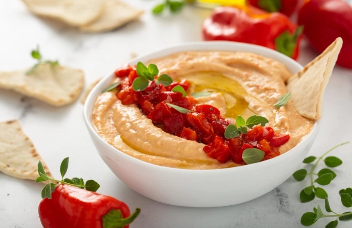 Хумус со наут и печени пиперки